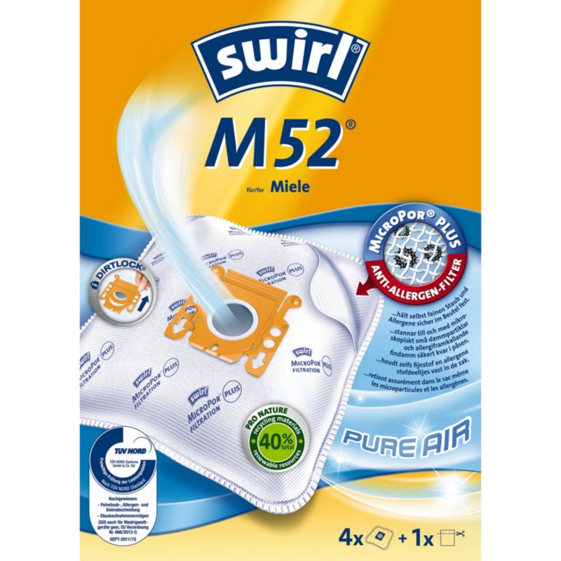swirl m 52 micropor plus airspace sacs à poussière (pack de 4)