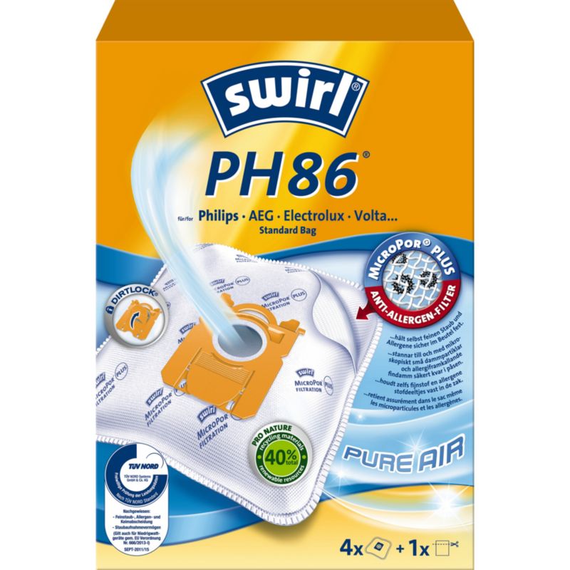 swirl ph 86 micropor plus airspace sacs à poussière (pack de 4)