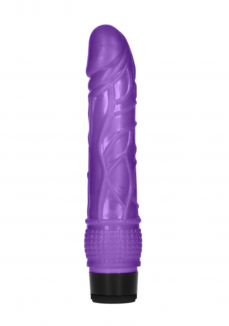 Vibromasseur réaliste:8 inch thin realistic dildo vibe purple