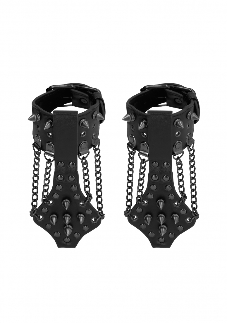 Handschellen:ouch! Skulls and bones handcuffs with spikes and chains blac