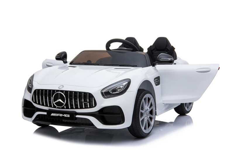 Véhicule pour enfants - Voiture électrique Mercedes AMG GT biplace M - sous licence - 12V, 2 moteurs- 2,4Ghz, MP3, siège en cuir+EVA-Blanc