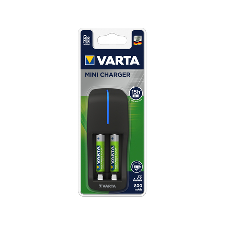 Varta mini charger 800 mah - hybrides nickel-métal (nimh) - aa,aaa - noir - chargement - chargeur de batterie domestique - 0,15 a