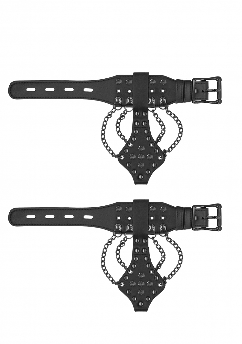 Handschellen:ouch! Skulls and bones handcuffs with spikes and chains blac