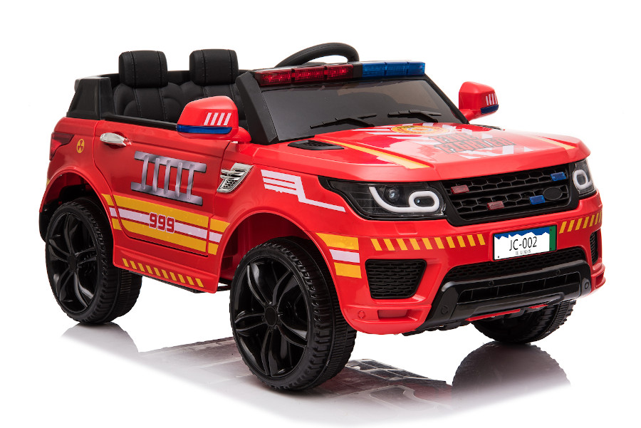 Véhicule pour enfants - voiture électrique de pompiers rr002 - batterie 12v7ah,2 moteurs- télécommande 2,4ghz, mp3+sirène