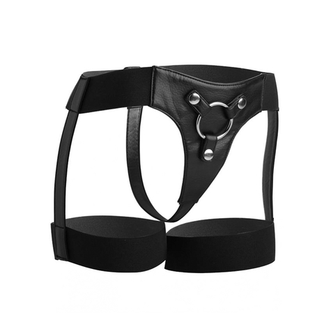 Gode ceinture : bardot elastic strap on harness with thigh cuffs