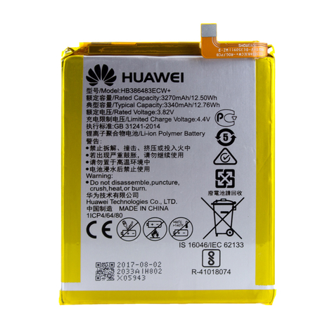 Huawei hb386483ecw lithium-ion akku honor 6x, g9 plus, nova plus 3340mah