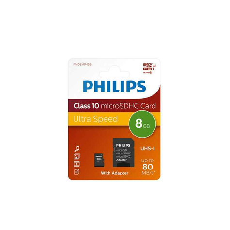 Philips microsdhc 8gb cl10 80mb/s uhs-i +adapter retail