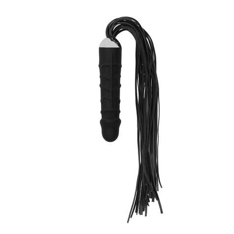 fouet:black whip with realistic silicone dildo black