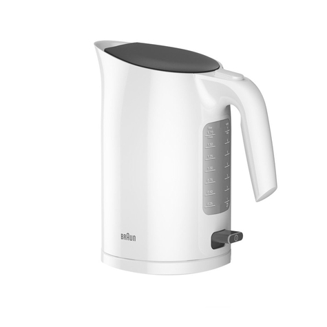 Braun purease wk 3100 wh 1,7 l 2200 w blanc indicateur de niveau d'eau arrêt de sécurité en cas de surchauffe sans fil