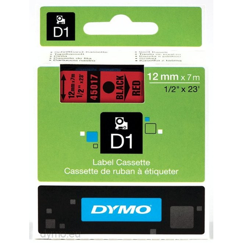 Dymo ruban d1 standard - noir sur rouge - polyester - - -18 - 90 °c - dymo - labelmanager - labelwriter 450 duo - boîte