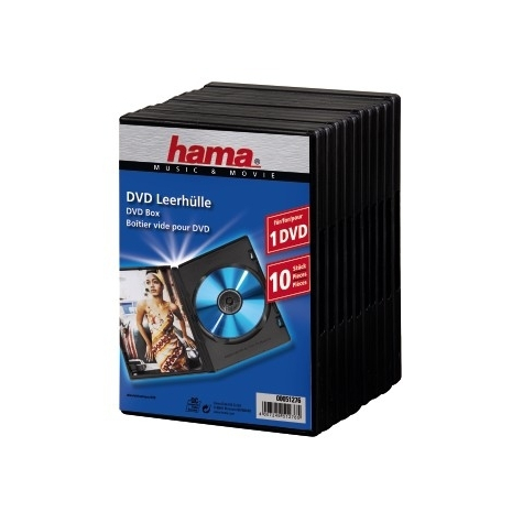 Hama dvd jewel case with foil - 10-pack - black - 1 disques - noir