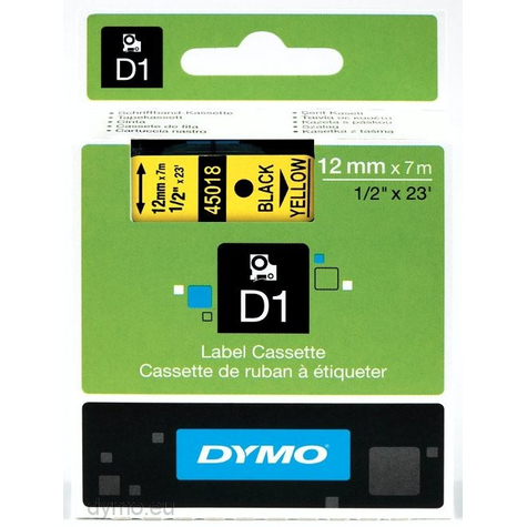 Dymo ruban d1 standard - noir sur jaune - polyester - - -18 - 90 °c - dymo - labelmanager - labelwriter 450 duo - boîte