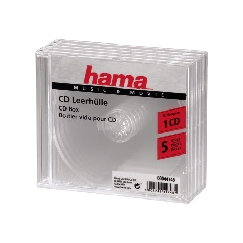 Hama cd/cd-rom sleeves - clear - 5 pack - 1 disques - transparent