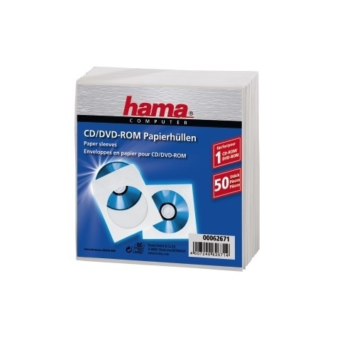 Hama cd-rom paper sleeves 50 - white - 50 disques - blanc