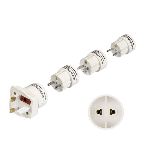 Hama universal ii travel adapter plug set - universel - type c (europlug) - blanc - connecteur mâle / connecteur femelle