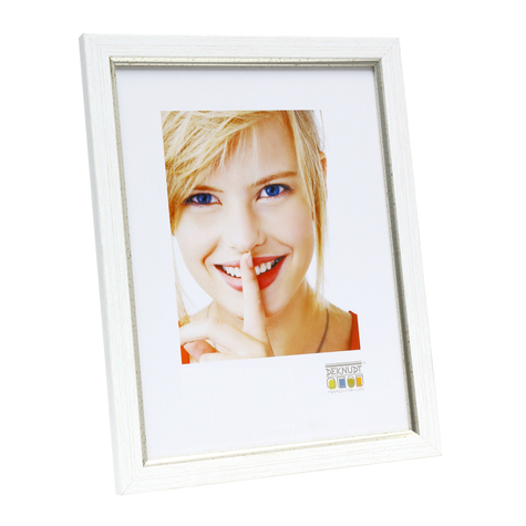 Deknudt s46af1 mdf plastique argent blanc cadre pour une seule photo 20 x 30 cm rectangulaire 220 mm