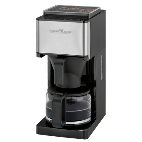 Clatronic proficook pc-ka 1138 - machine à café filtre - 1,25 l - café en grains - café moulu - broyeur intégré - 900 w - noir - acier inoxydable