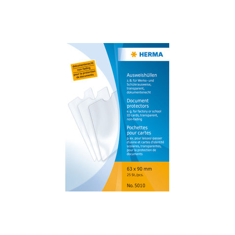 Herma 5010 - transparent - polypropylène (pp) - 25 pochettes - 63 mm - 90 mm