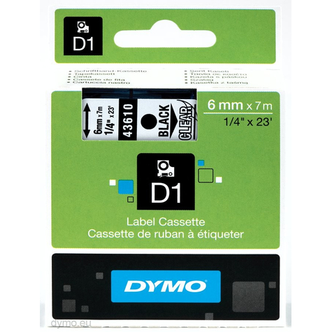Dymo D1 - Self-Adhesive Labels - Black On Transparent