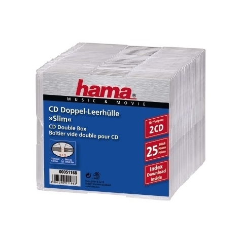 Hama 00051168 - étui fin - 2 disques - transparent - polystyrène - 120 mm - 125 mm