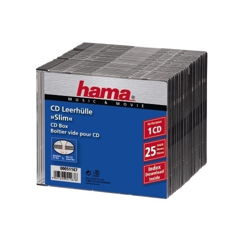 Hama cd slim box - black - pack of 25 pcs - 1 disques - noir - plastique