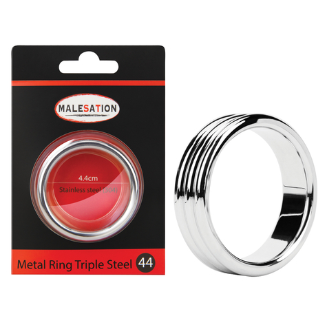Malesation metal ring triple steel 44