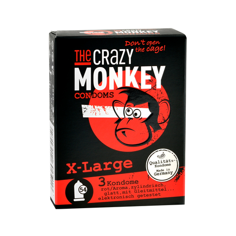 The crazy monkey condoms x-large 3 st.