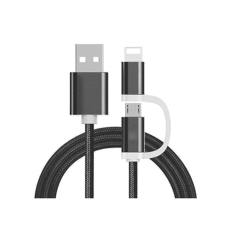Reekin 2 In 1 Charging Cable (Usb Micro & Lightn.) - 1.0 M. (Black-Nylon)
