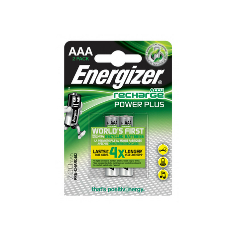 Energizer Recharge Aaa Hr03 Micro 700mah 2pcs. E300626500