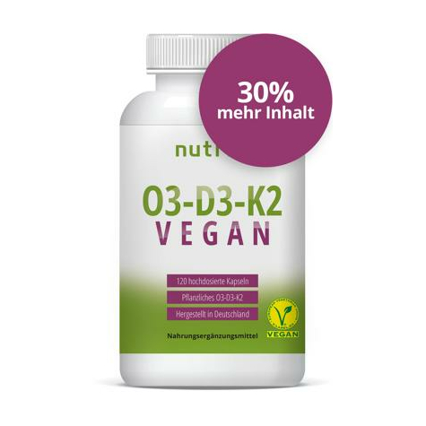 Nutri+ Vegan O3-D3-K2 Vitamin Capsules, 120 Capsules