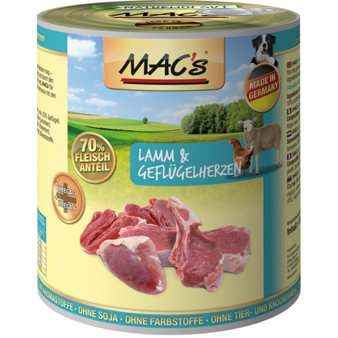 Mac's,Macs Dog Lamb Heart 800gd