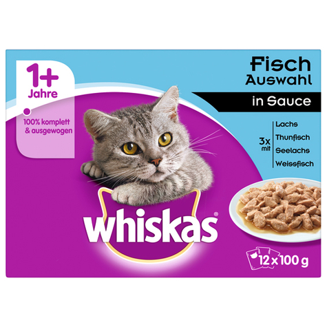 Whiskas,Whis.Mp 1+Fish Sauce 12*100gp