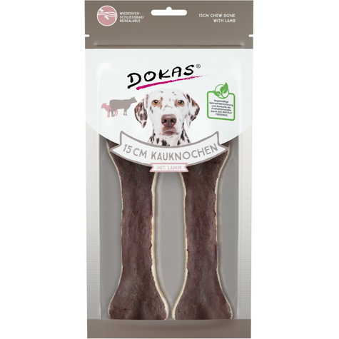Dokas Dry Snacks,Dokas 15cm Chewing Bone Lamb 2pcs