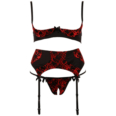 ensemble sexy : suspender set noir & rouge