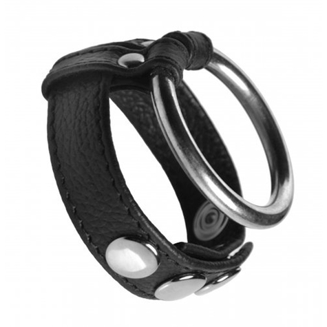 Anneaux cockring : leather and steel cock and ball ring