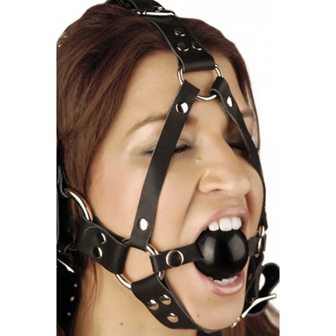Bâillon gag : leather ball gag harness