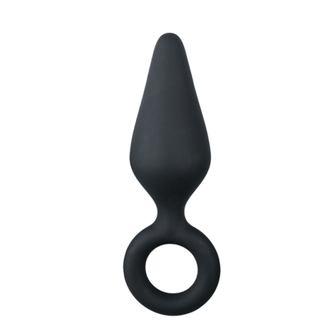 Plug anal : noir buttplugs with pull ring medium