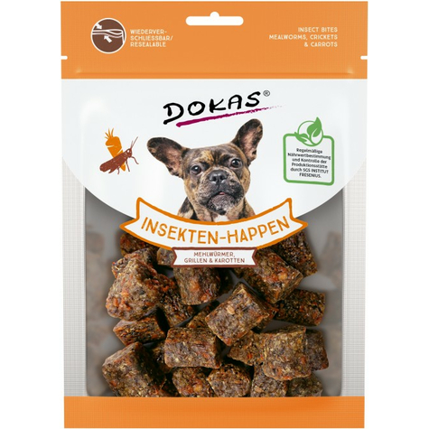 Dokas dog snack insectes piqûres vers de farine, grillés, sucrés