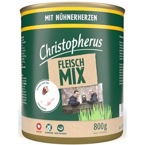 Christopherus meat mix avec poulet adulte hearts 800g-conserve
