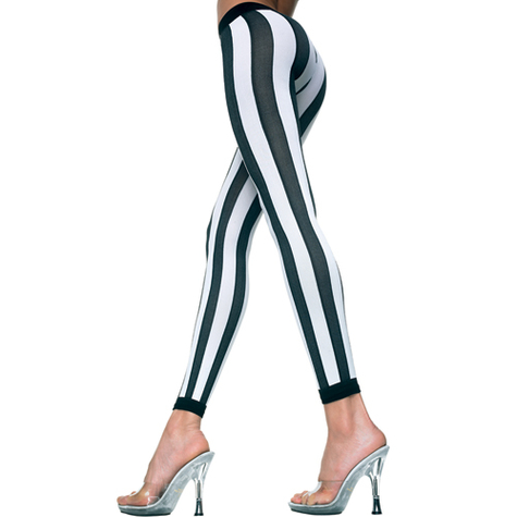 Leggings : vertical striped leggings noir/blanc
