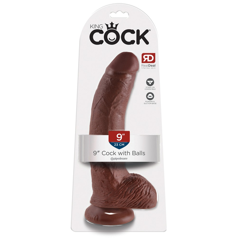Kc 9" Cock With Balls Brown