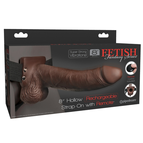 8“ hollow rechargeable strap-on with remote