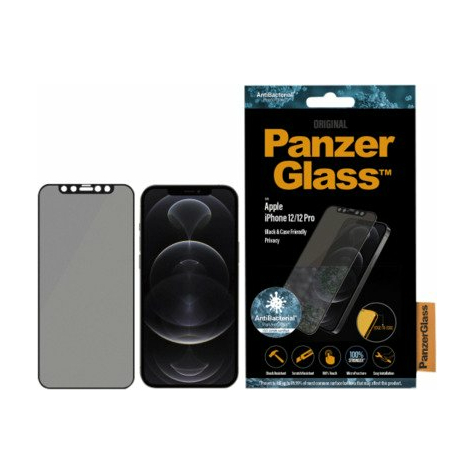 Panzerglass apple iphone 12/12 pro cf antibacterial privacy e-to-e, noir