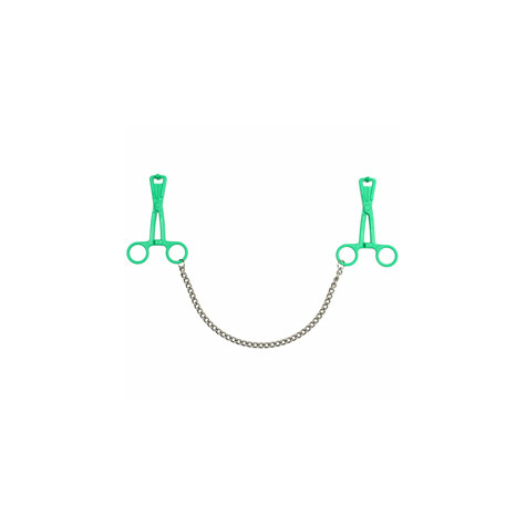Nipple Clamps : Green Scissor Nipple Clamps With Metal Chain