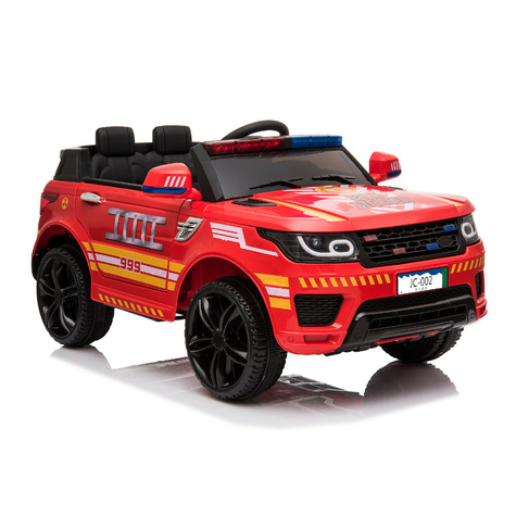 véhicule pour enfants - voiture électrique de pompiers rr002 - batterie 12v7ah,2 moteurs- télécommande 2,4ghz, mp3+sirène