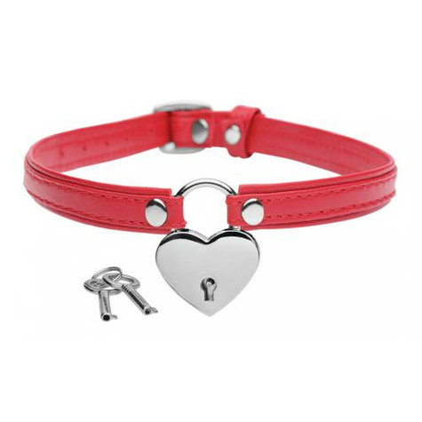 Heart Lock Collar With Keys Red