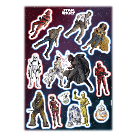 Autocollant mural - star wars heroes villains - taille 50 x 70 cm