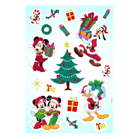 Autocollant mural - mickey christmas presents - taille 50 x 70 cm