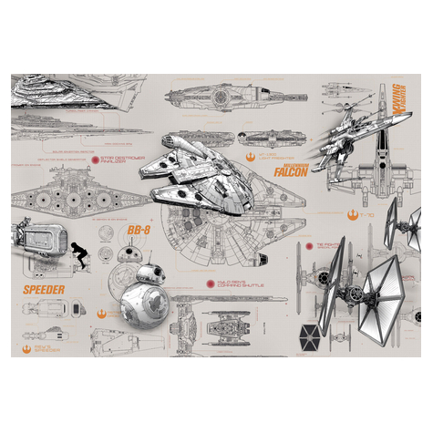 Photomurals  Photo Wallpaper - Star Wars Blueprints - Size 368 X 254 Cm