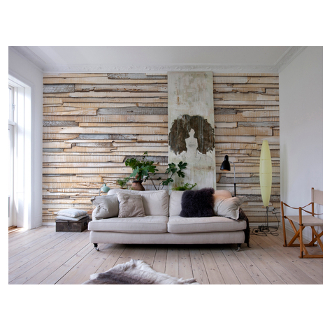 Photomurals  Photo Wallpaper - Whitewashed Wood - Size 368 X 254 Cm